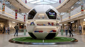 Soccer <b>Ball</b> Design Extendable PETG Plastic Commercial Reception Desk with <b>LED</b> Light Modern Glossy for Mall Office Building Hotel - Product Image 3