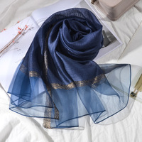Châle de protection solaire en soie de mûrier brodé or massif, style vintage coréen, pour femme, long, toutes saisons, printemps, automne, été