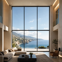 Système de fenêtres murales en aluminium sur mesure ALUFRONT, fenêtres en verre du sol au plafond pour villas et bâtiments commerciaux
