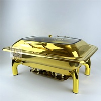 Luxus Edelstahl Buffet Food Warmer Chafing Dish mit Glasfenster für Home Restaurant Hotel Buffet Party
