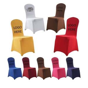 Funda de Silla de Spandex Elástica Personalizada para Uso en Comedores de Hotel, Duradera, Lavable a Máquina, Cálida, Suave, Cómoda, con Logotipo Personalizado para Bodas - Product Image 1