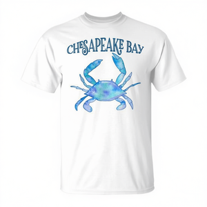 Camiseta Chesapeake Bay Blue Crab para adultos, unisex, blanca, 100% algodón, cuello redondo, manga corta - Product Image 2