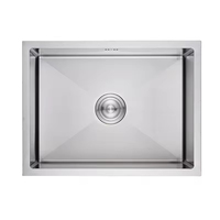 Évier de cuisine intelligent côté gauche, multifonctionnel, à cuve unique rectangulaire, surface brossée, design moderne fait main, robinet 304