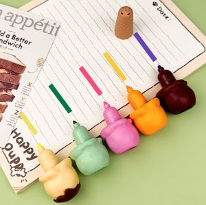 Vente en gros de stylo fluorescent à cône de crème glacée créative, série Maillard Color Cartoon Student Drawing Marking Notebook Pen - Product Image 2