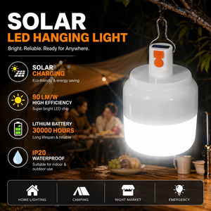 Lámpara LED Solar con Base E27, Panel Mono-Si, Cuerpo de Plástico, 5000K Luz Diurna, Control Táctil, Uso en Jardín, CRI 90, 50000 Lúmenes - Product Image 5