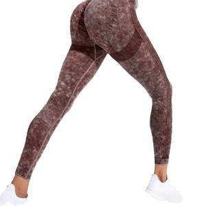 Nouveaux Leggings de Yoga et de Fitness Sans Couture, Effet Push-up Fessier, Taille Croisée, Effet Peau de Pêche, <span class=keywords><strong>Mat</strong></span> Lavé Uni, Longueur Intégrale, pour le Marché International - Product Image 5