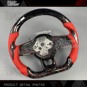 <span class=keywords><strong>Volante</strong></span> Deportivo Personalizado de Fibra de Carbono Forjado Rojo con LED para Volkswagen VW <span class=keywords><strong>Golf</strong></span> MK7 <span class=keywords><strong>GTI</strong></span> R Jetta GLI Tiguan Scirocco R 2015-2019 - Product Image 3