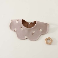 Mamibai Lot de 3 bavoirs bébé 360 degrés |   Bavoirs réversibles en coton à volants avec boutons-pression |   Ananas floral à carreaux |   3 Couleurs |   0-3 ans