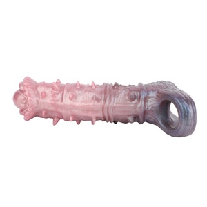 Factory Price Monster Penis Sleeve Male Cock Enlarger Sexy Tools Silicone Realistic Wolf Cock Cover <b>Dildo</b> Sheath Sex Adult Men - Product Image 4