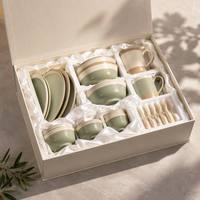Ensemble de vaisselle en mélamine incassable de qualité A5, design moderne nordique vert sauge mat, pour la table à manger à la maison