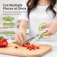 Ciseaux de cuisine 3-en-1 en acier inoxydable pour hacher les légumes et les herbes, avec 5 lames