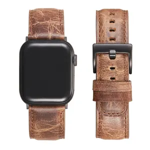 Foreign Trade Popular Style Suitable Bands For apple watch band leather trap Retro Cracked Leather Smart Watch Strap 38-42Mm