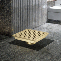 Siphon de sol carré moderne 15x15 cm pour salle de bain, grand débit, en acier inoxydable