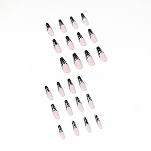 <span class=keywords><strong>Uñas</strong></span> Postizas <span class=keywords><strong>de</strong></span> Estilo Francés, <span class=keywords><strong>Diseño</strong></span> Nuevo, <span class=keywords><strong>Uñas</strong></span> Artificiales Largas con Línea Negra, <span class=keywords><strong>Uñas</strong></span> a Presión sin Pegamento, Venta al por Mayor - Product Image 5