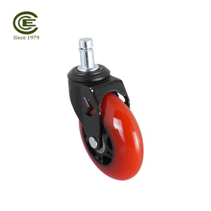 3 Inch Office Caster Customized Red Color Smooth Rolling PU <b>Wheel</b> Castor for Gaming <b>Chair</b> - Product Image 3