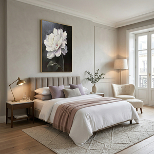 Pintura al Óleo de Flores Blancas Hecha a Mano sobre Lienzo, Arte Floral Texturizado para Pared, Obra de Arte Moderna y Elegante para Decoración de Sala de Estar - Product Image 2