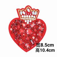 Patch brodé en forme de cœur rouge 3D fait à la main, appliques en strass et perles avec des paillettes pour vêtements, matériau en tissu PVC, style à coudre