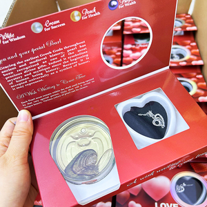 Kit de Fabricación de Joyas con Perlas de Ostra Personalizadas, Colgante de Corazón con Circonita, Perla Personalizada, Caja de Regalo con Logotipo Impreso Personalizado - Product Image 2