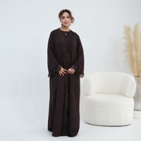 Ensemble Abaya ouverte en dentelle Nida de qualité supérieure, nouvelle série Loriya, avec robe intérieure assortie, tenue modeste de luxe pour femmes musulmanes, vêtements islamiques
