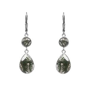 Pendientes colgantes de piedras preciosas de ágata musgo de Plata de Ley 925, hermosos pendientes de piedras preciosas, pendientes hechos a mano - Product Image 1