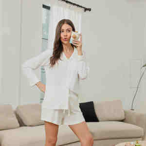 Fung 8005 Modal Pyjamas Damen Unterwäsche Pyjama für Damen Custom Shorts Pjs Satin Pyjamas 2 Pcs <span class=keywords><strong>Set</strong></span> - Product Image 1