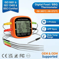 Termometer Daging Nirkabel Pintar Bluetooth-4 Probe Tahan Air Termometer Digital untuk Panggangan & Makanan