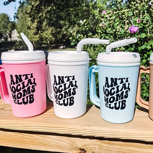 Vasos de paja de plástico con aislamiento de gran capacidad con logotipo personalizado estilo camionero PP taza de agua de doble pared <span class=keywords><strong>Mega</strong></span> taza con tapa con asa - Product Image 2