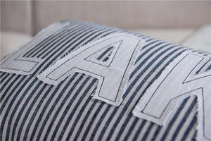 Fundas de cojín decorativas de bajo precio con bordado de parche de <span class=keywords><strong>lago</strong></span> y tela a rayas, fundas rectangulares para respaldo - Product Image 3