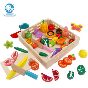 Ensemble de 30 pièces de fruits à découper en bois de haute qualité avec plateau, jouets de cuisine et d'alimentation pour enfants, pour les <span class=keywords><strong>jeux</strong></span> de cuisine des filles - Product Image 2