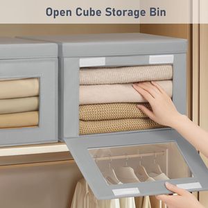 Cubes de rangement pliables en tissu avec fenêtre en PVC et poignées pour l'organisation du placard, bacs de rangement avec couvercles - Product Image 3