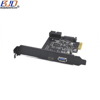 Carte d'extension adaptateur PCI-E 1X PCIe X1 pour ordinateur de bureau avec connecteurs USB 3.2 Type-A + Type-C + 19 broches et alimentation SATA 15 broches, 5 Gbit/s