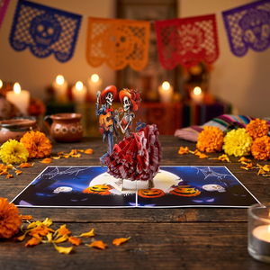 Decoración de Escritorio con Diseño de Esqueleto Bailarín y Falda con Volantes, Impresión Digital, Papel Recortado, para Halloween y Día de Muertos - Product Image 3