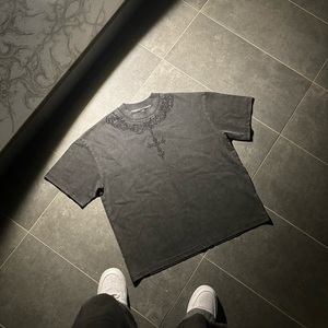 Custom Wholesale Cotton Streetwear Y2K <b>Grunge</b> Dark Cross Neckline Embroidered Boxy Fit Oversized Men's <b>T</b>-<b>Shirts</b> - Product Image 1