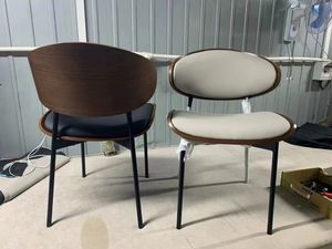 Salon simple meubles en cuir noyer pu salle à manger en cuir nordique <span class=keywords><strong>patchwork</strong></span> restaurant en bois chaise de salle à manger - Product Image 2