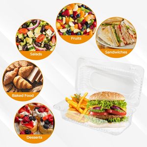 透明な蓋付きプラスチック製ブリスタークラムシェル食品容器（ピザ、寿司、ケーキ、パン、クッキー、スナック用） - Product Image 5