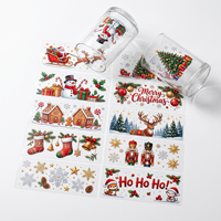 Décalcomanies de Noël UV DTF pour tasses, motifs de dessins animés, transfert à froid, imperméables, lavables, en vinyle PET pour gobelets et mugs