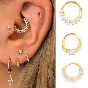 1PC Boucles d'oreilles en forme de cercle <span class=keywords><strong>pour</strong></span> cartilage et septum, <span class=keywords><strong>pour</strong></span> femme, avec zircon et cristal, <span class=keywords><strong>pour</strong></span> piercing osseux de l'oreille, <span class=keywords><strong>boucle</strong></span> de <span class=keywords><strong>tragus</strong></span> et anneau de nez, plaqué platine tendance, cadeau - Product Image 1