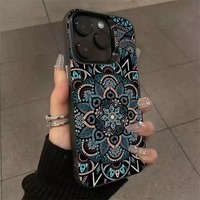 Coque de téléphone élégante motif de fleur de totem rétro pour iPhone 16 15 14 13 12 11 Pro Max/Pro/Plus couverture arrière souple anti-chute