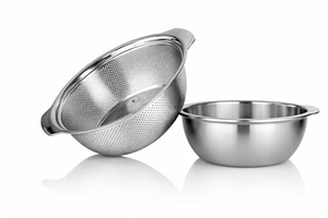Premium 304 Stainless Steel Eco-Friendly Durable Rice Rinsing <b>Strainer</b> with Mixing Bowl Microporous Kitchen Colander - Product Image 3