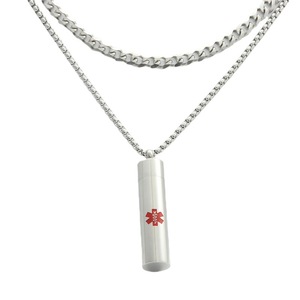 yunnique Stainless Steel Medical Pendant <b>Necklace</b> Men's Geometric <b>Long</b> Chain 280658 - Product Image 5