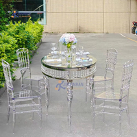 Tables de mariage modernes en plastique transparent, tables de mariage en cristal de luxe, tables de mariage en acrylique pour hôtel