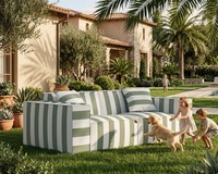 Canapé modulaire d'extérieur Modhomi, canapé de jardin en forme de L, tissu imperméable et résistant aux intempéries, style moderne et simple