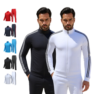 Conjunto de ropa deportiva personalizada de alta calidad Slim Fit Running Gym Poliéster Chaqueta de manga larga Pantalones de chándal en blanco - Product Image 4