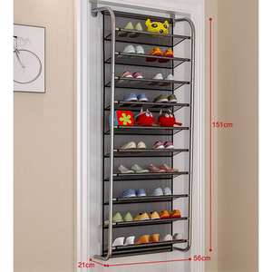 Organisateur de chaussures à 10 niveaux à suspendre sur la porte, étagère murale pour chaussures avec crochets métalliques, support de rangement suspendu pour placard - Product Image 5