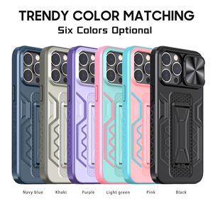 เคสโทรศัพท์แบบมีขาตั้ง รุ่นปี 2023 ดีไซน์ใหม่ แข็งแรง ทนทาน ป้องกันการตกกระแทก ผลิตจาก TPU และ PC สำหรับ iPhone 14 / 13 Pro Max Series พร้อมฝาปิดเลื่อนปิดกล้อง - Product Image 6