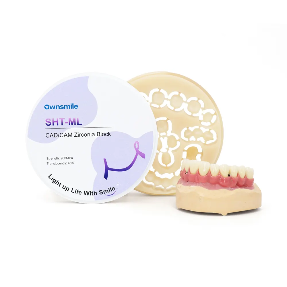 Ownsmile SHT Multilayer nha khoa Zirconia khối gốm đĩa với 45% mờ nha khoa Zirconium crowns