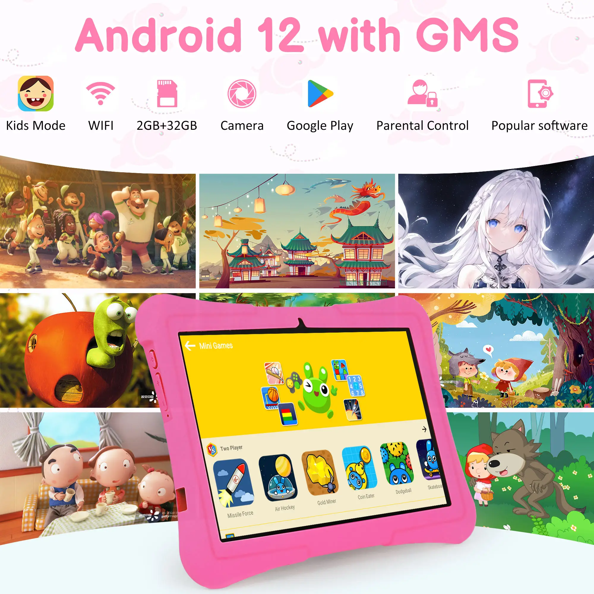 Veidoo Tablette 10 pouces Octa-Core WiFi 6 Android 13 pour enfants 8 Go de RAM 128 Go de ROM pour enfants Tablette PC avec application de contrôle parental