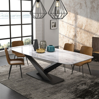 Table à manger moderne et minimaliste pour petit appartement, style luxe léger, table rectangulaire en ardoise pour villa et hôtel