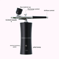 Pistolet Compresseur d'Air Sans Fil Rechargeable Haute Pression ABS Kit Aérographe de Maquillage, Nail Art, Décoration de Gâteaux pour Salons, Barbiers et Artistes
