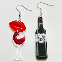 Vente chaude exagéré gras lèvres rouges talons rouges verres à vin rouge à lèvres Bikini fête bijoux Sexy femmes boucles d'oreilles goutte pour les filles